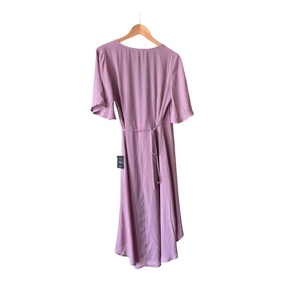 Lulus Farah Mauve Print Midi Wrap Dress Loosely Fitted Size M - Picture 9 of 15